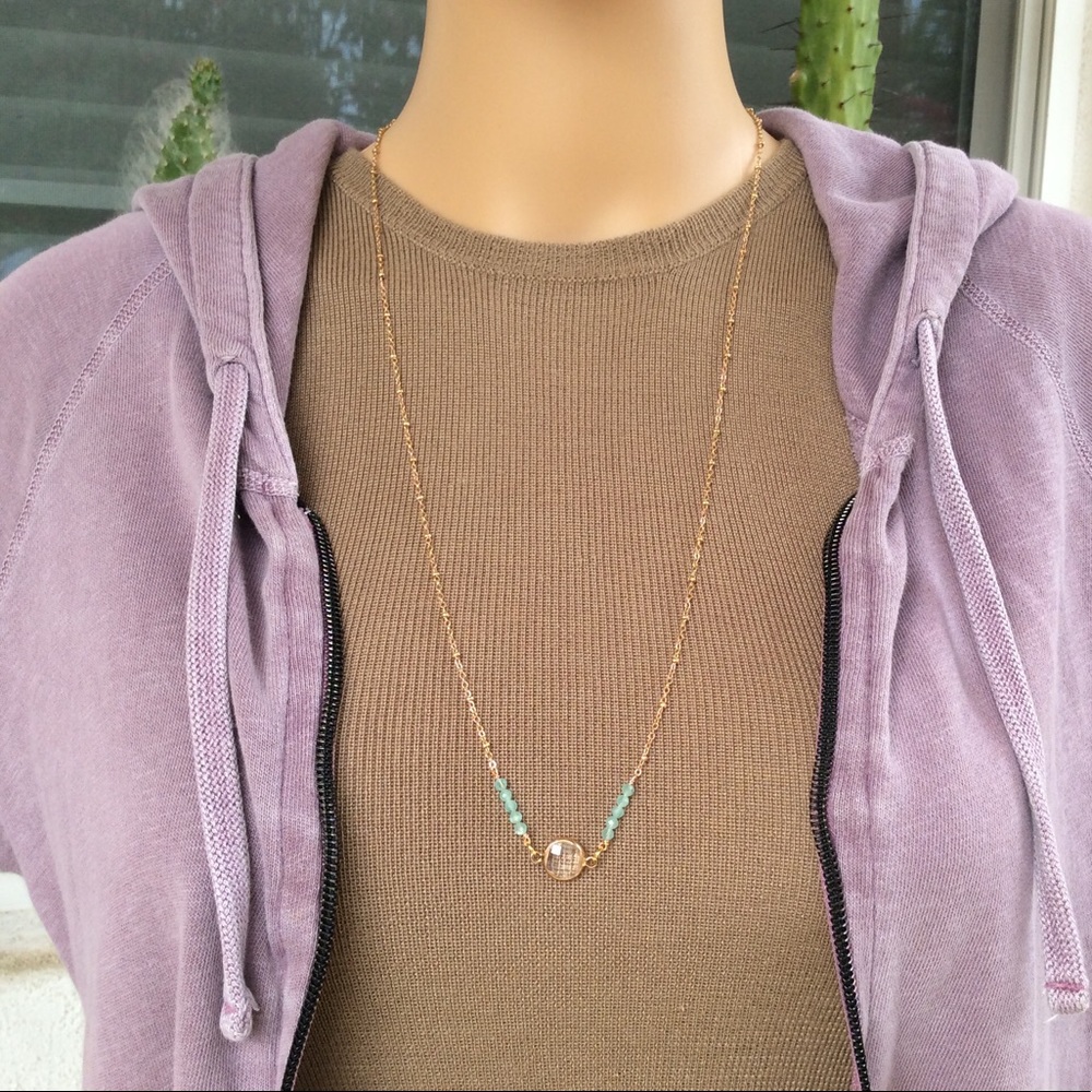 Sundance Charm aquamarine Gold Plated Necklace - Picture 3 of 12